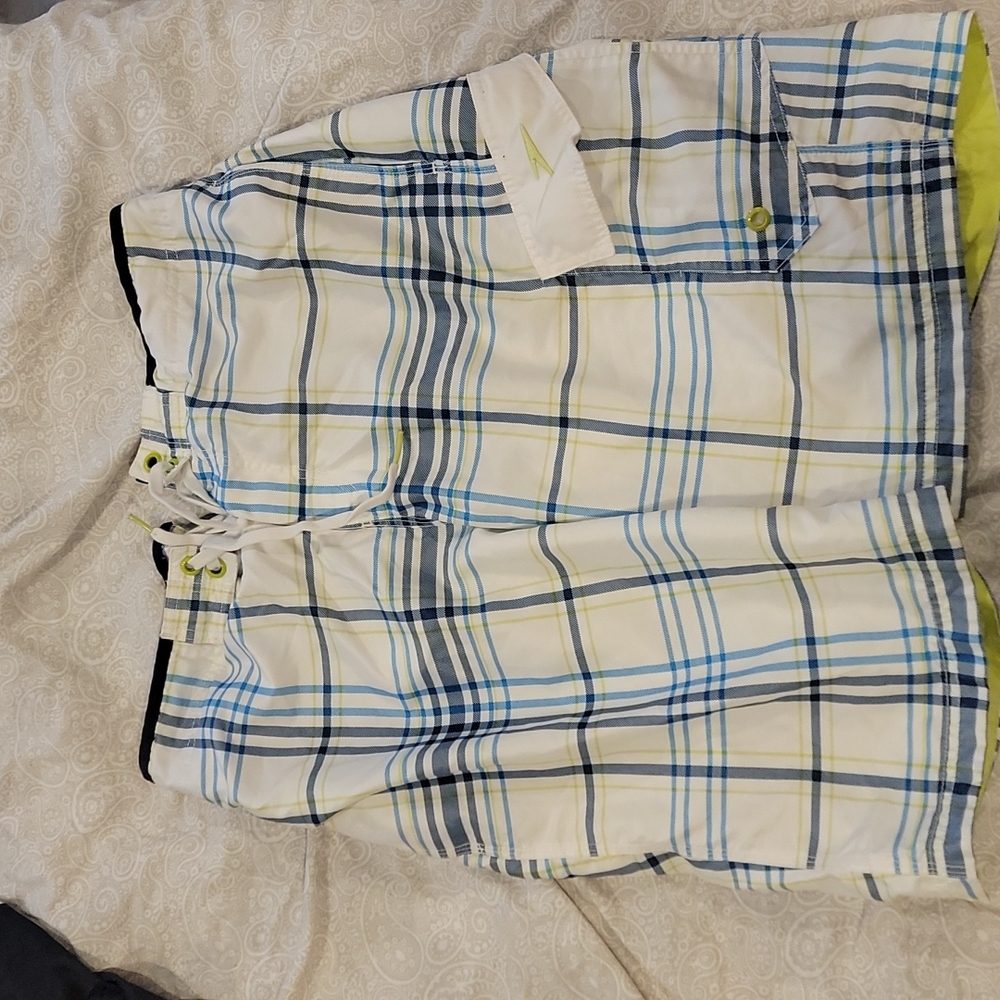 Speedo swim trunks.